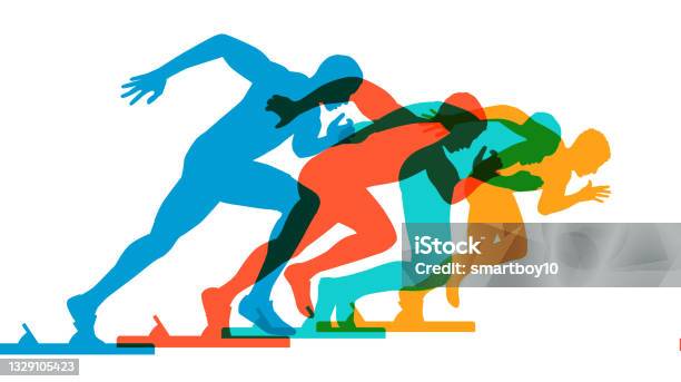 Sprinters Silhouettes Stock Illustration - Download Image Now - Sport ...