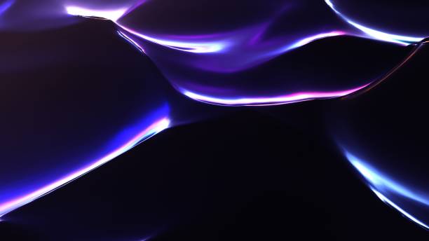istock Night neon wave glowing background. Abstract dark water 3d render splashes with purple glow of urban futuristic light. 1329105541
