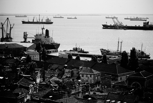 City of Lisbon from 50 years ago in black and white