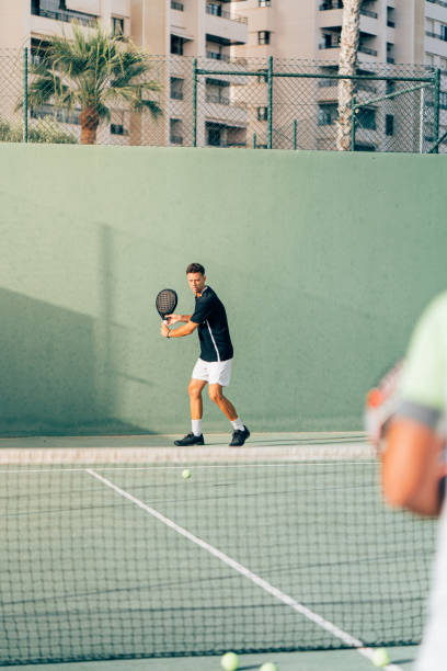 istock Paddle tennis player in the training session 1329108681