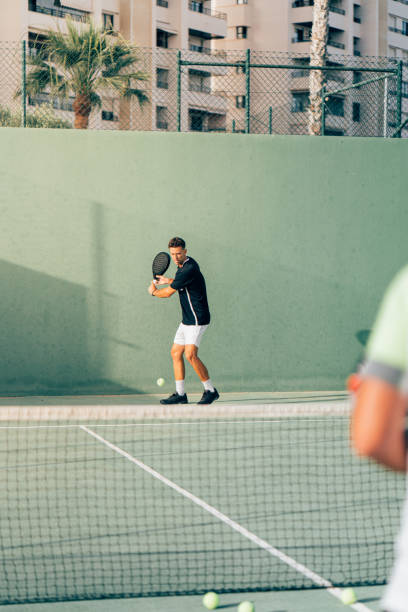 istock Paddle tennis player in the training session 1329108703