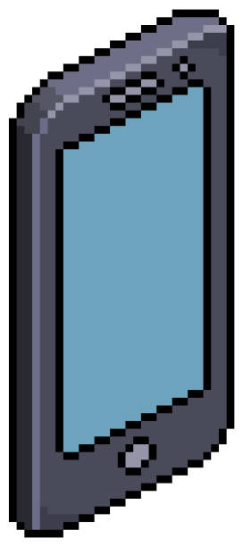 ピクセルアートモバイルスマートフォンアイソメトリック - black sign holding vertical点のイラスト素材／クリップアート素材／マンガ素材／アイコン素材