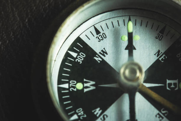 istock The compass pointing the north. Has copy space,macro photo, 1329120675