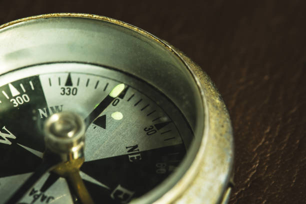 istock The compass pointing the north. Has copy space,macro photo, 1329120689