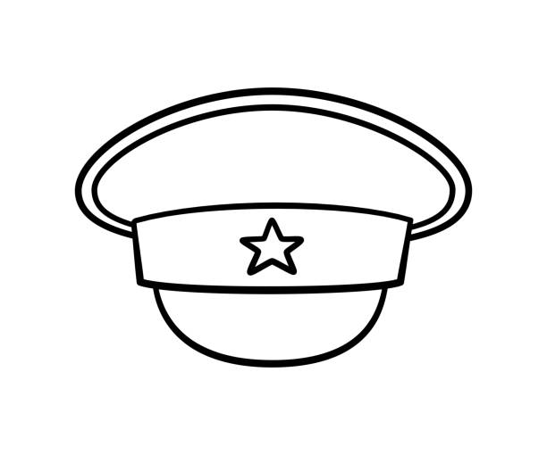 ilustrações de stock, clip art, desenhos animados e ícones de military army cap icon. children drawing of a forage. vector illustration in doodle style on white background - 1941