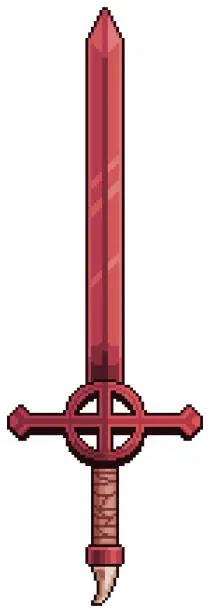 Vector illustration of Pixel art red sword adventure time