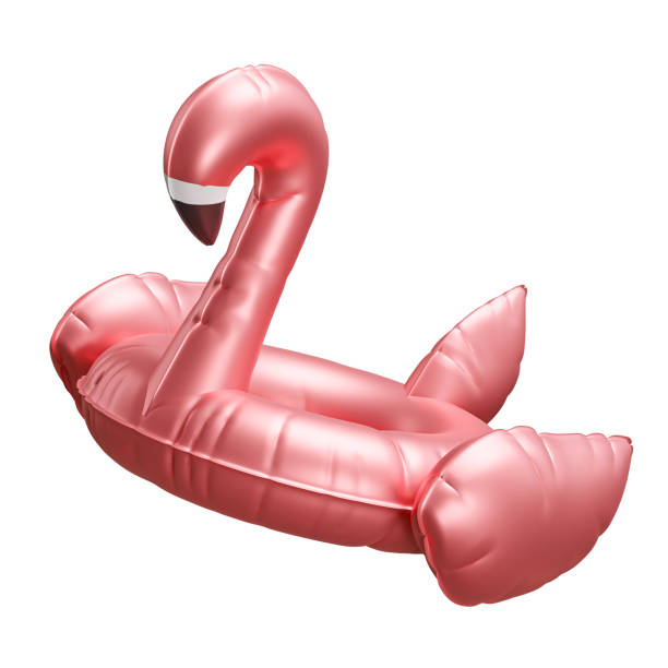istock Inflatable Flamingo White Background Isolated 3D Rendering 1329128080