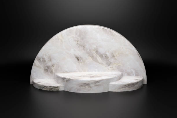 istock Marble pedestal on black background. 3d illustration. 1329136147