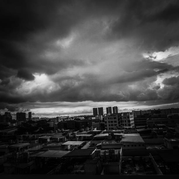 istock Overcast skies in a humid afternoon view through the office window 1329140217