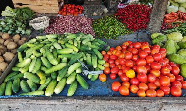 istock Tomatoes, cucumber, chilies, shallot, potatoes, carrots, etc 1329142182