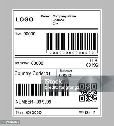 istock Shipping label barcode template vector 1329146072