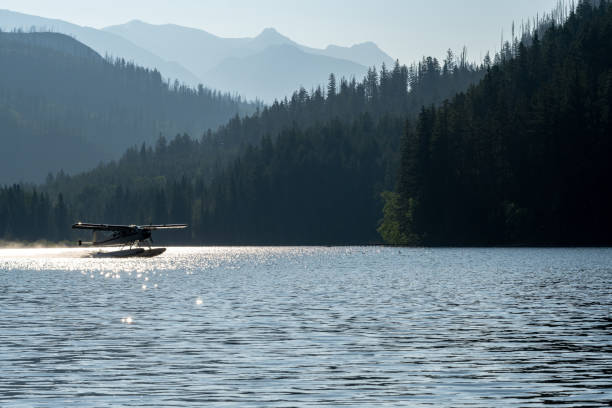istock Seaplane with a beautiful mountain landscape with a lake 1329146675