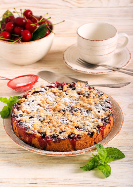 istock Cherry cake with streusel topping 1329151977