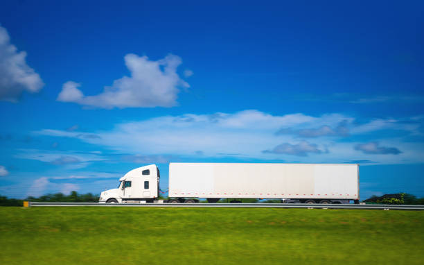 istock White Semi Truck in Miami Florida 1329153731