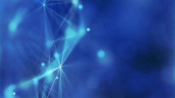 istock Blue abstract technology and engineering background with plexus elements and depth of field settings. 1329155413