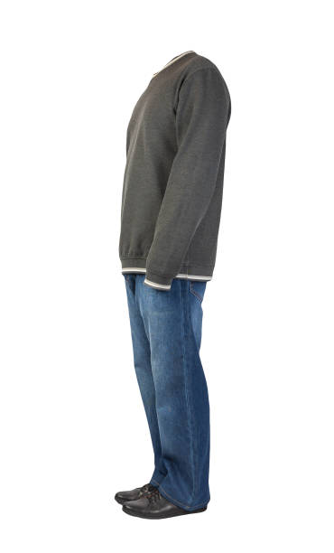 istock blue jeans, sweatshirt and leather shoes isolated on white background. 1329156944