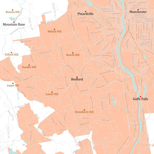 nh hillsborough bedford vector mapa drogowa - manchester city stock illustrations