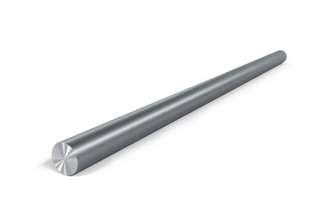 One round steel bar isolated on white background