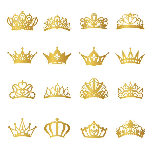 Golden tiara illustration material set award ranking material tiara stock illustrations