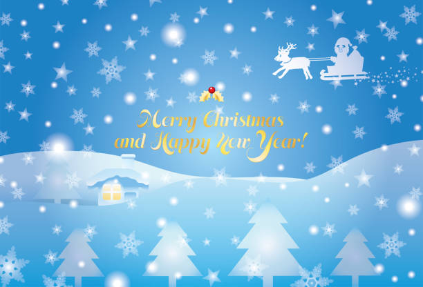 istock Christmas background of Santa, reindeer and snowy crystal. 1329160184