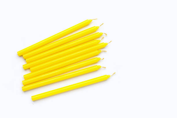 istock Candles on white background. Top view 1329167860