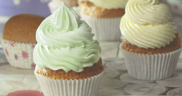 istock Cupcake with Green Cream on it. 1329168755