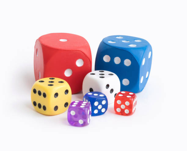 istock Colorful cube dice with dots. Object for game isolated on white blackground. Gambling. 1329172039