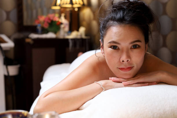 istock Beautiful woman's sleep relaxation for doing spa in a beauty salon. 1329172967