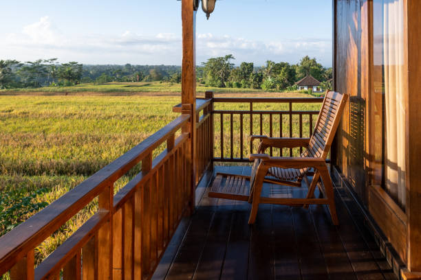 istock Chair on the balcony with a beautiful view 1329175569