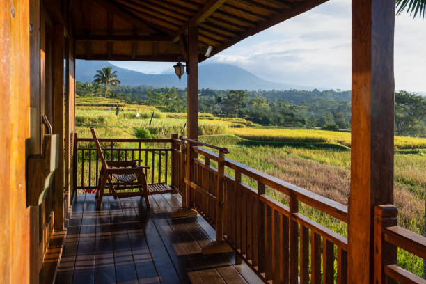 istock Chair on the balcony with a beautiful view 1329176465