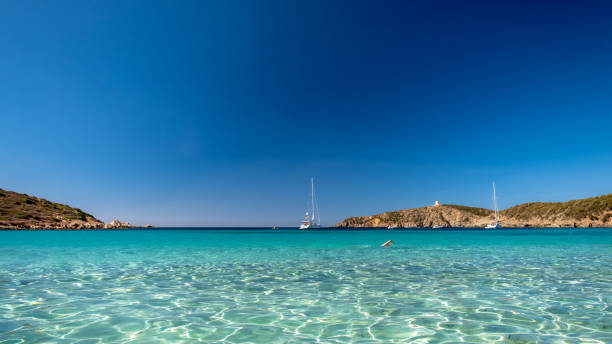 Summer day at Turredda beach, a beautiful sandy bay in the south of Sardegna