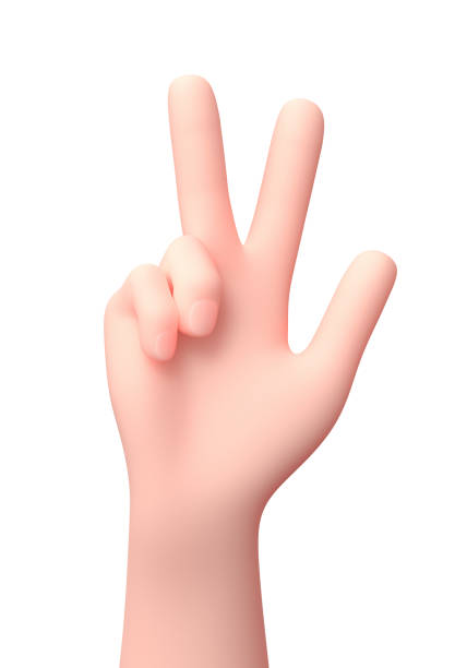 istock Three Fingers Raised Hand. 3D Cartoon Character. Isolated on White 1329179094