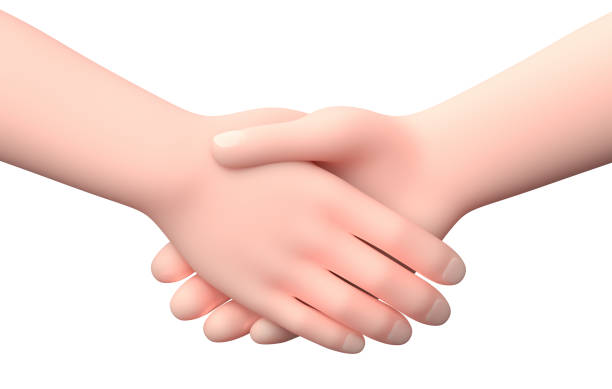 istock Handshake Gesture. 3D Cartoon Character. Isolated on White 1329179167