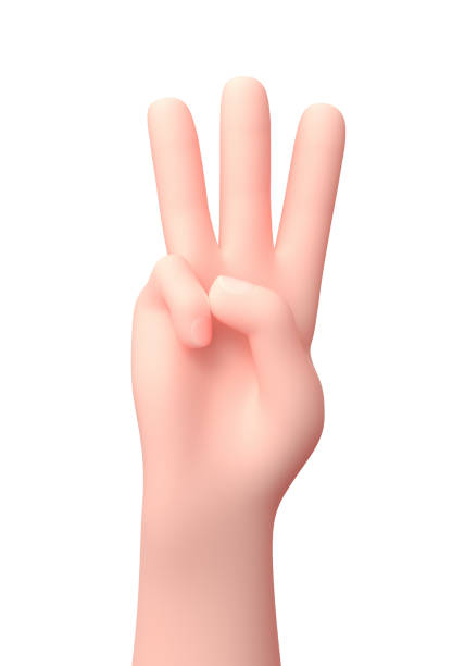 istock Three Fingers Raised Hand. 3D Cartoon Character. Isolated on White 1329179256