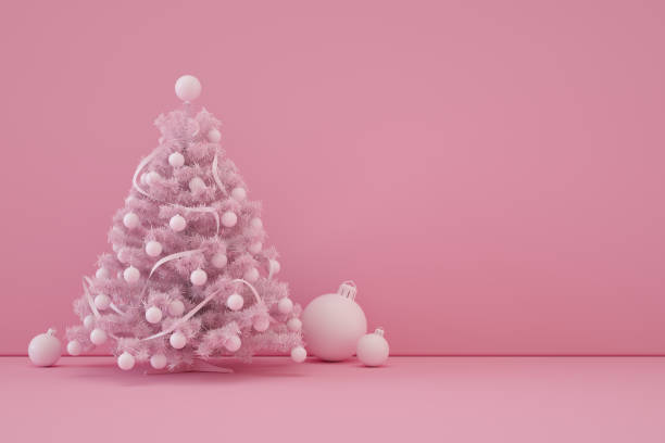 istock Christmas Tree, New Year, Minimal Pink Background 1329180356