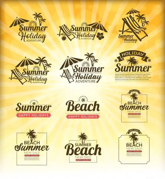 Vector illustration of shiny sunbeam labels