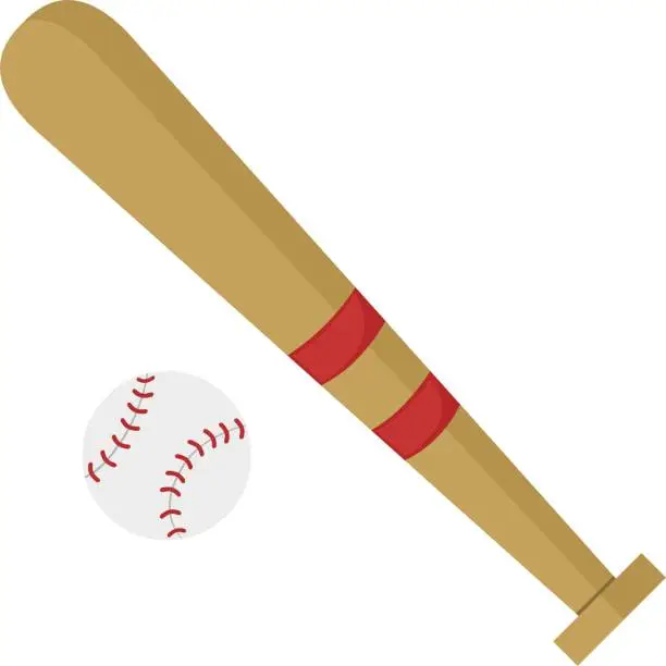 Vector illustration of Vector illustration of baseball bat and ball emoticon