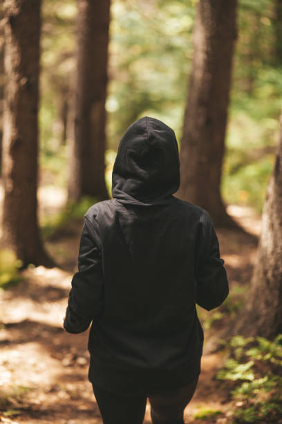 istock Jogging in the forest, woman runner. Everyday workout 1329188525
