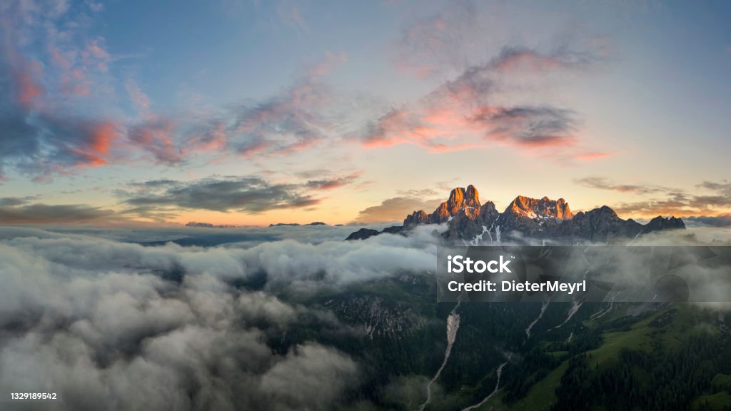 Sunrise at big Bischofsmütze, Dachstein mountains, alps, Styria, upper Austria Styria, Ausseerland, Austria, Upper Austria, Alpenglow Upper Austria Stock Photo