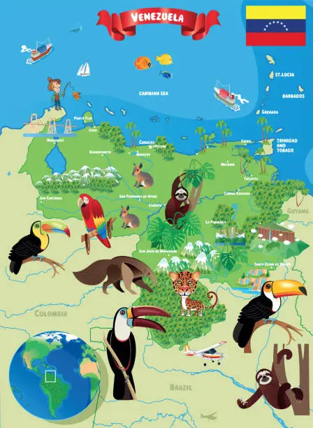 Vector illustration of Cartoon Map of Venezuela