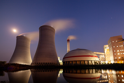 Night view of thermal power plant