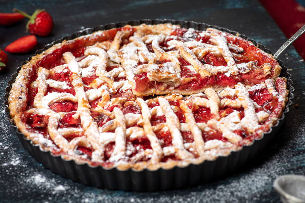 istock Fresh strawberry berry fruit tart dessert sweet pie 1329207006