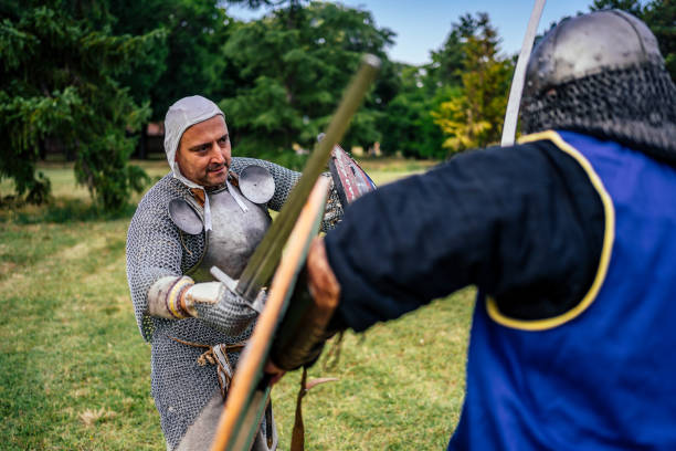 istock Two knight fighting on the battlefield 1329210294