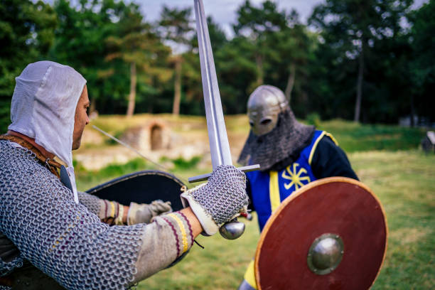 istock Two knight fighting on the battlefield 1329210453
