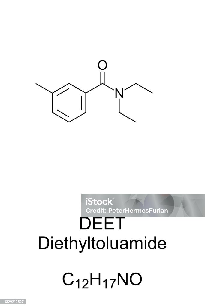 Deet Compound Deet Diethyltoluamide Chemical Formula And Skeletal Structure Stock ...