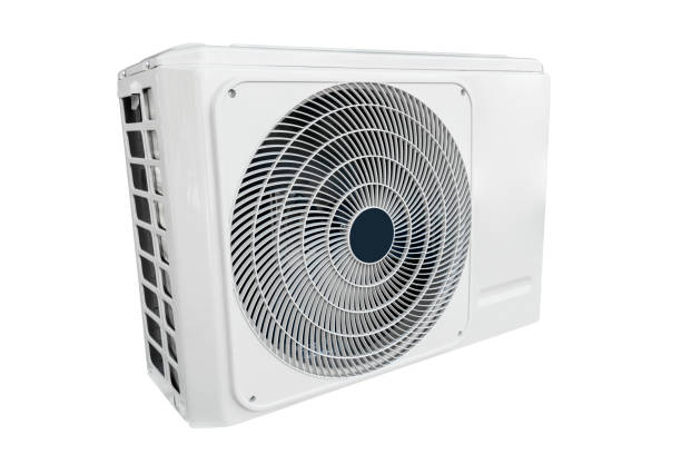 istock Air condition outdoor unit compressor isolated on white background. Split air conditioner machine isolated on white background. Air compressor. 1329216884