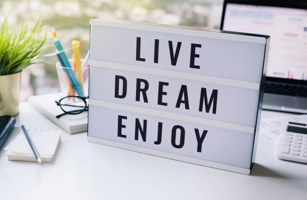 istock Live,dream,enjoy,ext on lightbox business motivation concepts. 1329218055