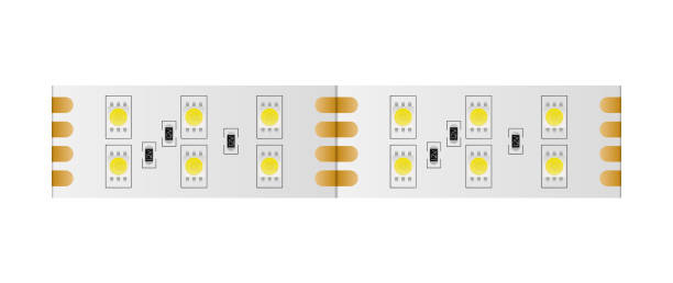 led-streifen auf weißem hintergrund isoliert. led-streifen nahaufnahme. realistischer vektor. - compact fluorescent lightbulb isolated on white light bulb close up stock-grafiken, -clipart, -cartoons und -symbole