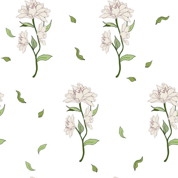 istock Light pattern with magnolia flower branches, vector floral print for fabric and wallpaper. 1329221979