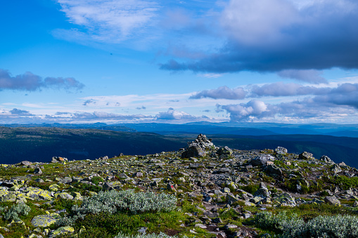 on the way  to the summit of the Gaustatoppen in Norway on a beautiful summer day